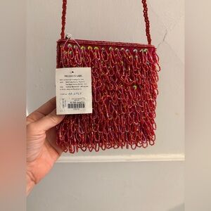 Beaded Red Evening Shoulder Bag NWT